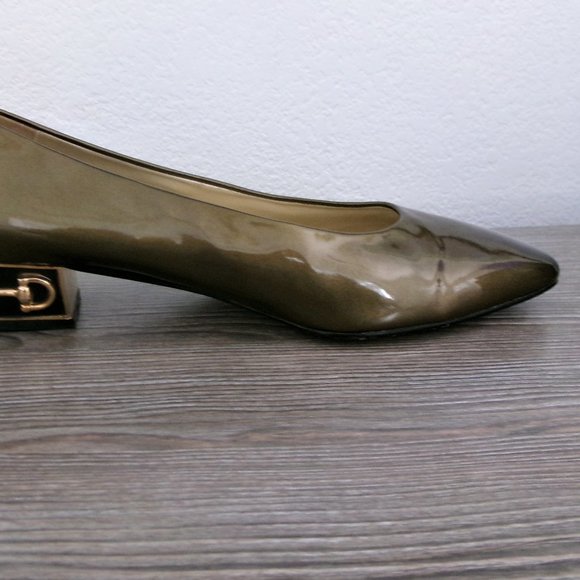 Vintage Piero Amore Patent Leather Horsebit Low Heel Shoes Bronze Shimmer 8.5 - Picture 11 of 16